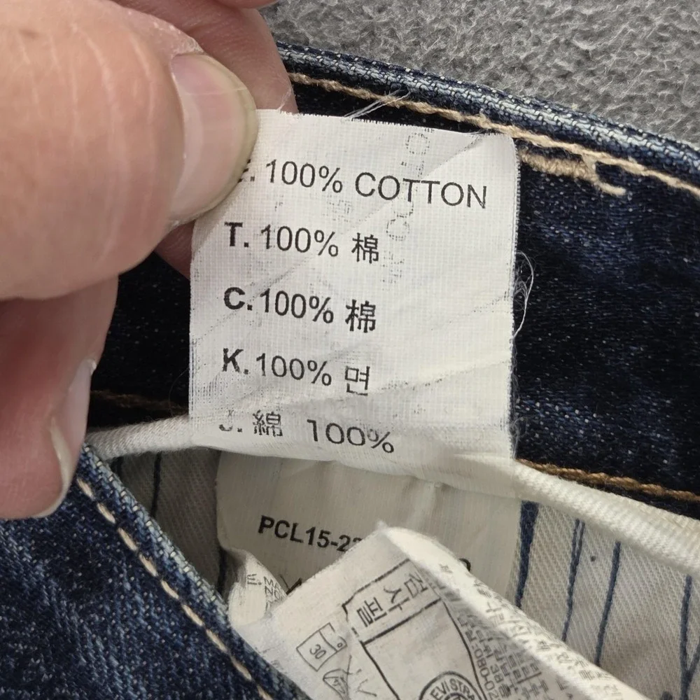 Levis Jeans Mens Blue Selvedge Two Horse Straight Whiskers Button Fly Fits 31x34